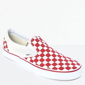 Checkered slid on vans
